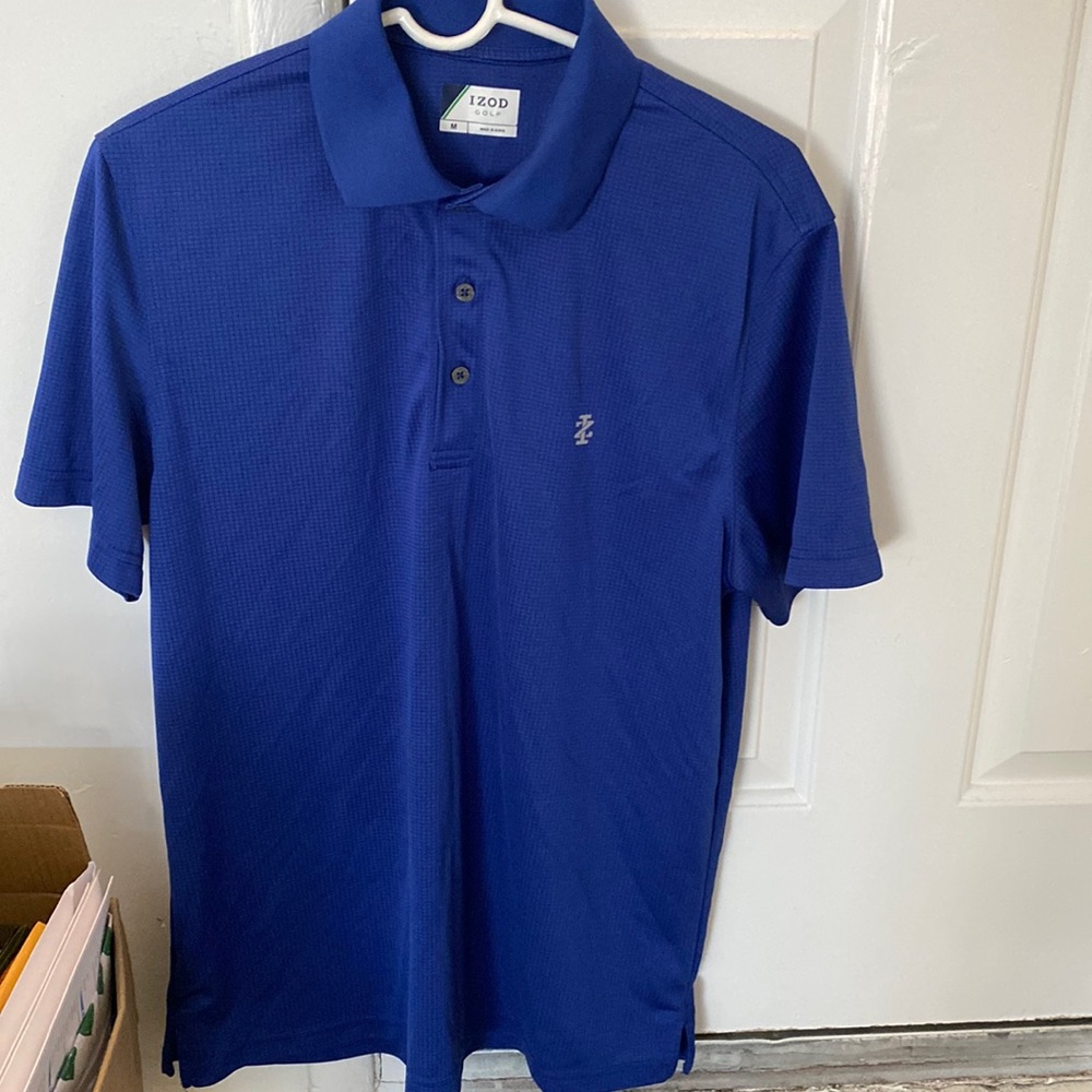 Izod Men’s Golf Grid Polo Size Medium Royal Blue